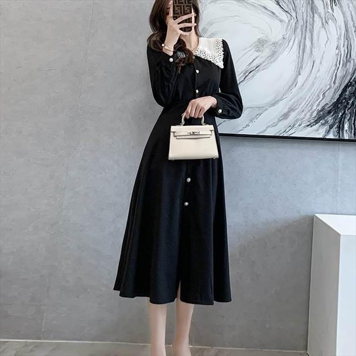 レディース ワンピース 冠婚葬祭 マキシ ロング ワンピ 長袖ワンピース レース ウエストマーク 切り替え ハイウエスト ボタン ウエスト切り替え |  | 07