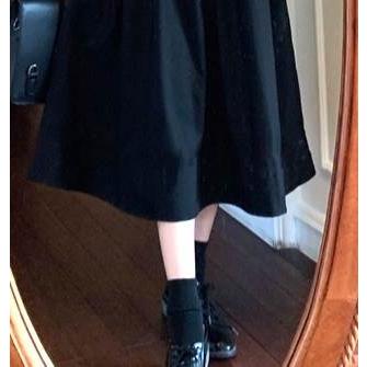 レディース ブラックワンピース ワンピドレス パフスリーブ お出かけファッション リボン あみあみ パフスリーブ長袖 新作 トレンディ 人気 ロングワンピ |  | 18