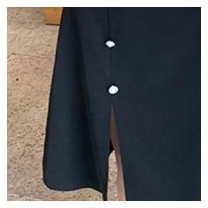 レディース フェイクツーピース ワンピース ブラック 黒 ジャンパースカート ミドル丈 ひざ丈 スリット フロントボタン オシャレワンピース |  | 11