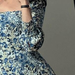 レディース 花柄ワンピース ワンピ パフスリーブ 長袖 ロングスリーブ スクエアネック トレンド トレンディ シンプル レトロ ビッグスイング ドレスパフ |  | 11