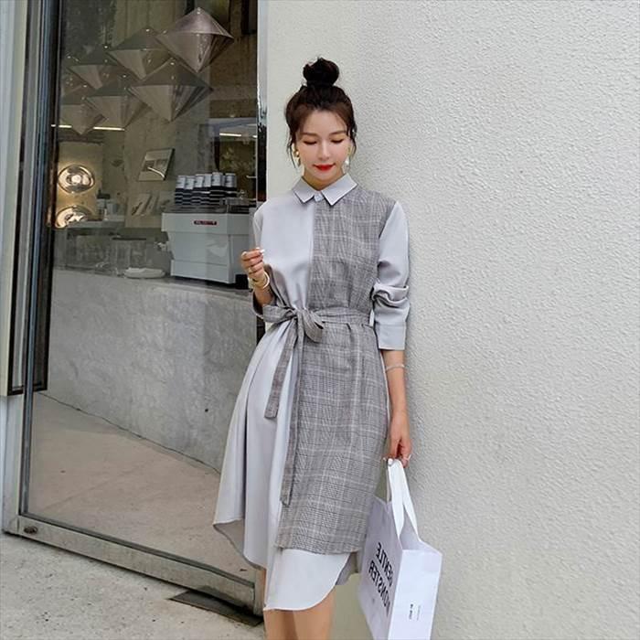 レディース シャツロングスカート 長袖ワンピース チェック柄 ワンピース ワンピドレス 新作 トレンディ ウエスト切り替えしデザイン 春 秋 新デザイン |  | 10