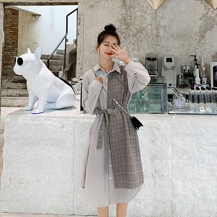 レディース シャツロングスカート 長袖ワンピース チェック柄 ワンピース ワンピドレス 新作 トレンディ ウエスト切り替えしデザイン 春 秋 新デザイン |  | 11