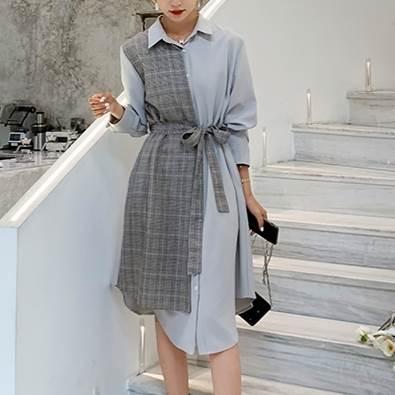 レディース シャツロングスカート 長袖ワンピース チェック柄 ワンピース ワンピドレス 新作 トレンディ ウエスト切り替えしデザイン 春 秋 新デザイン |  | 13