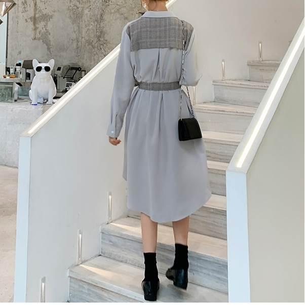 レディース シャツロングスカート 長袖ワンピース チェック柄 ワンピース ワンピドレス 新作 トレンディ ウエスト切り替えしデザイン 春 秋 新デザイン |  | 03