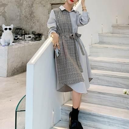 レディース シャツロングスカート 長袖ワンピース チェック柄 ワンピース ワンピドレス 新作 トレンディ ウエスト切り替えしデザイン 春 秋 新デザイン |  | 05