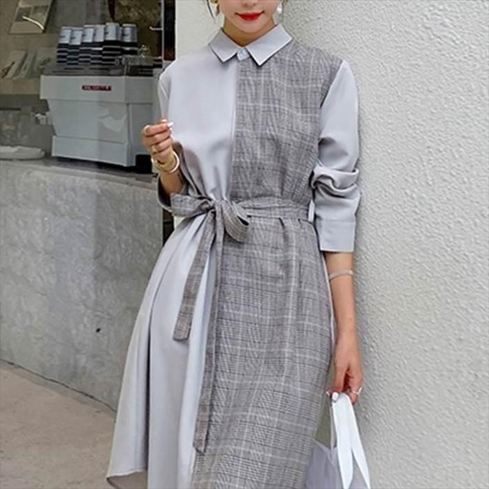 レディース シャツロングスカート 長袖ワンピース チェック柄 ワンピース ワンピドレス 新作 トレンディ ウエスト切り替えしデザイン 春 秋 新デザイン |  | 06