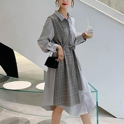 レディース シャツロングスカート 長袖ワンピース チェック柄 ワンピース ワンピドレス 新作 トレンディ ウエスト切り替えしデザイン 春 秋 新デザイン |  | 08