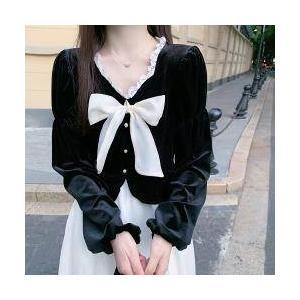 ワンピース レディース カラードレス シースルースカート 透け感 リボンタイ リボン ミドル丈 長袖 襟なし 袖あり 長袖 萌え袖 切り替えデザイン お洒落 |  | 13