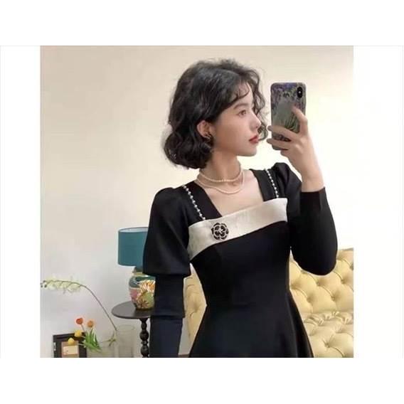 レディース ワンピース パフスリーブ 長袖ワンピース フロント切り替え 袖あり 長袖 黒 ブラック Aライン フレアスカート 無地 レース ボリューム袖 |  | 11