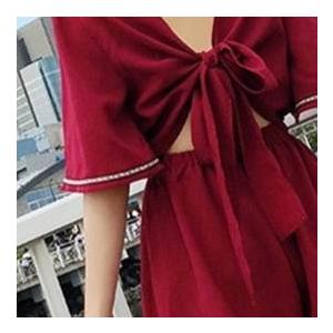 ワンピース レディース オールインワン ショートパンツ ショート ショート丈 新作 リゾート 半袖 五分袖 Vネック Aライン リボン ウエストマーク ウエスト |  | 11