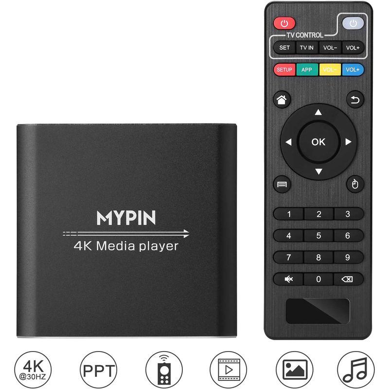 MYPIN リモコン付き4Kメディアプレーヤー、8TB HDD/USBドライブ/TFカード/H.265 MP4 PPT MKV AVI対応｜violette-shop｜05