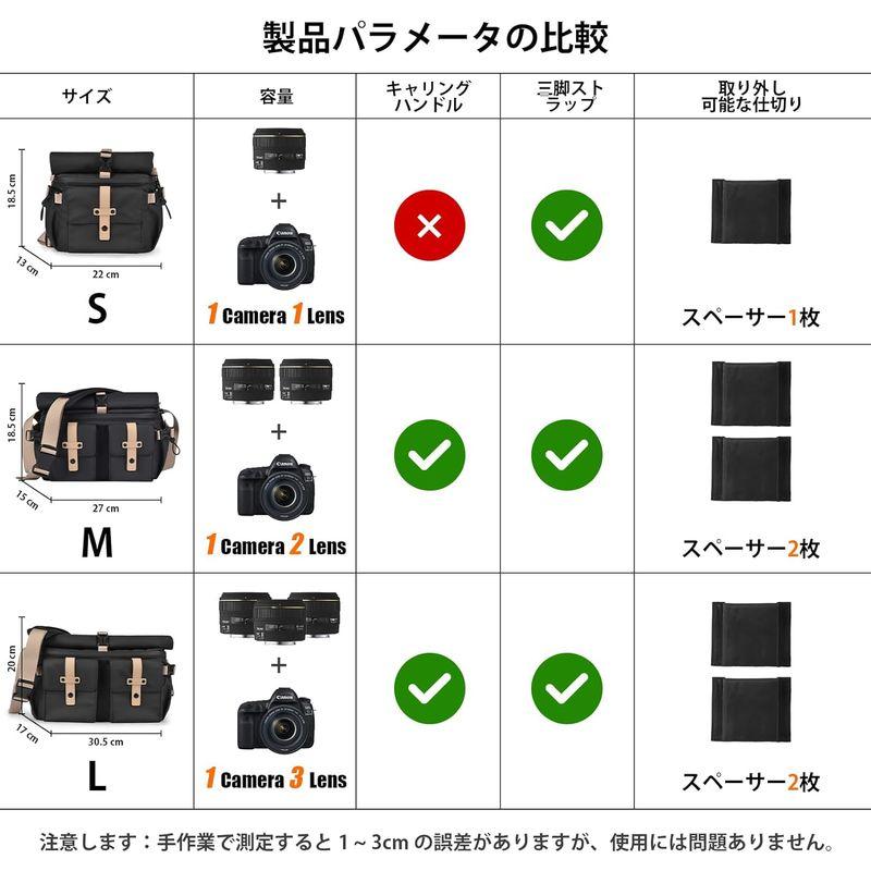 カメラ バッグ 一眼レフカメラバッグ 防水加工 収納ショルダーバッグ カメラバッグ ショルダー 大容量 軽量 防水 旅行 出張 独自の拡張空｜violette-shop｜03