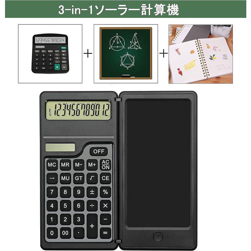 電卓付き電子メモパッド 12桁の標準機能デスクトップ電卓 6.5インチのライティングボード付き ソーラーおよびバッテリーデュアルパ ワー オ｜violette-shop｜02