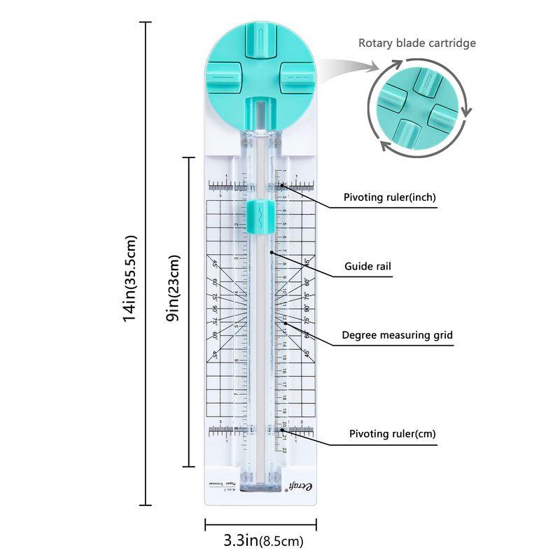 ecraft ペーパートリマー クラフトペーパーカッター 4スタイル 多機能スクラップブックツール ダイヤルブレード付き ストレート、ウェー｜violette-shop｜03