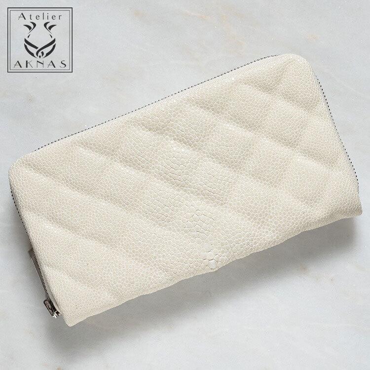 クラシック 財布 エイ革 スティングレー ガルーシャ 高級志向 開運 上質なエイ革の金運up財布 長財布 タイ製 フランスブランド Sp013m アクナス Aknas メンズ 本革 スノー ホワイト 財布