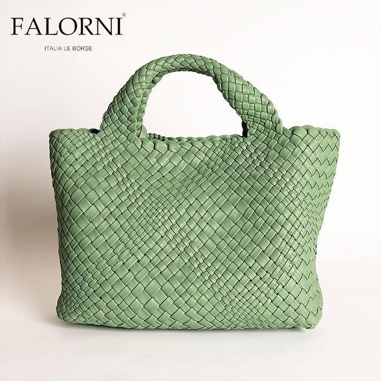 Falorni ファロルニ レディース ファッション ハンドバッグ ファロルニ トートバッグ ミント レディースファッション グリーン 緑 編み込み 本革 1059 メッシュ イタリア製 S セレクトショップsakura ヤフー店