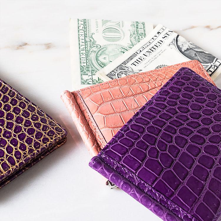 オリジナル 財布 マネークリップ 札ばさみ コーラルピンク