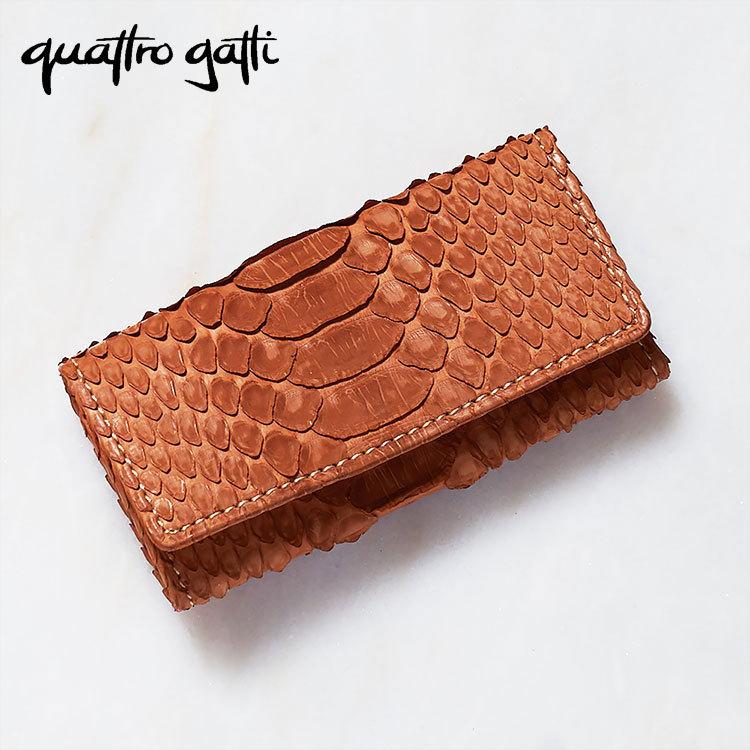 公式特売 キーケース キーホルダー メンズ レディース パイソン 蛇革 クアトロガッティ ベルベット オレンジ マット 日本製 Quattro Gatti 8169 配送料無料 Www Superavila Com