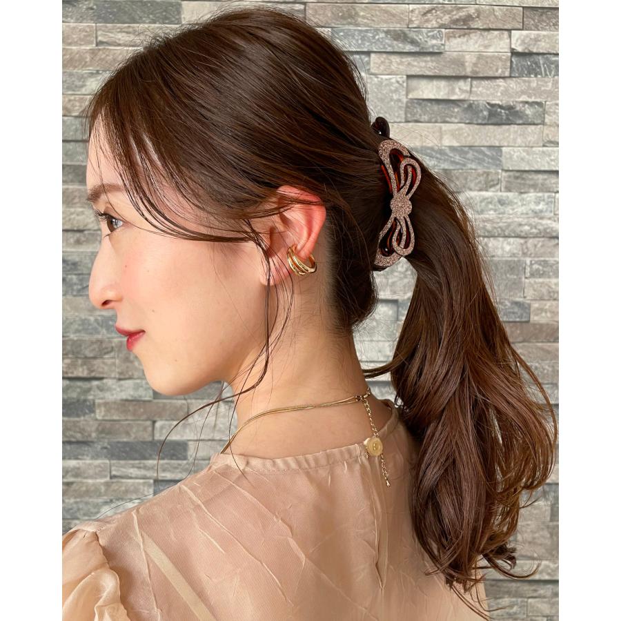 バナナクリップ ヘアクリップ 大 リボン シンプル ヘアアクセサリー 髪