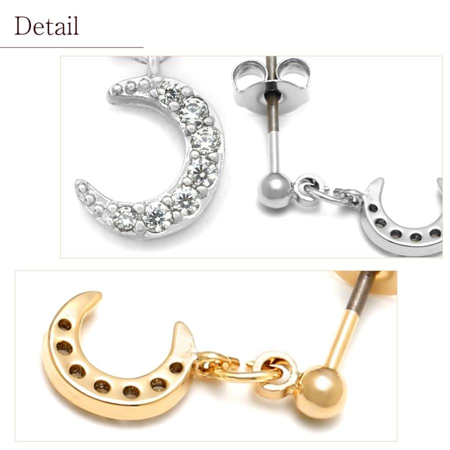 ピアス 金属アレルギー キャッチピアス 小ぶり ダイヤチャーム チタン