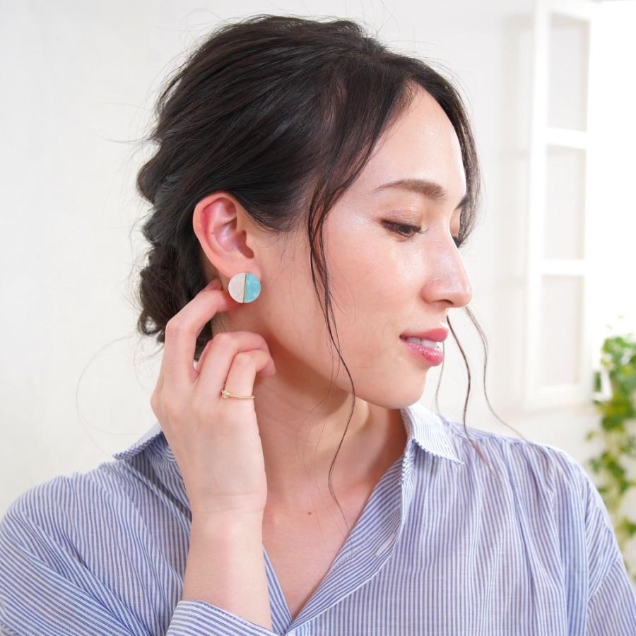 ピアス 金属アレルギー キャッチピアス マーブル模様 ニッケルフリー 