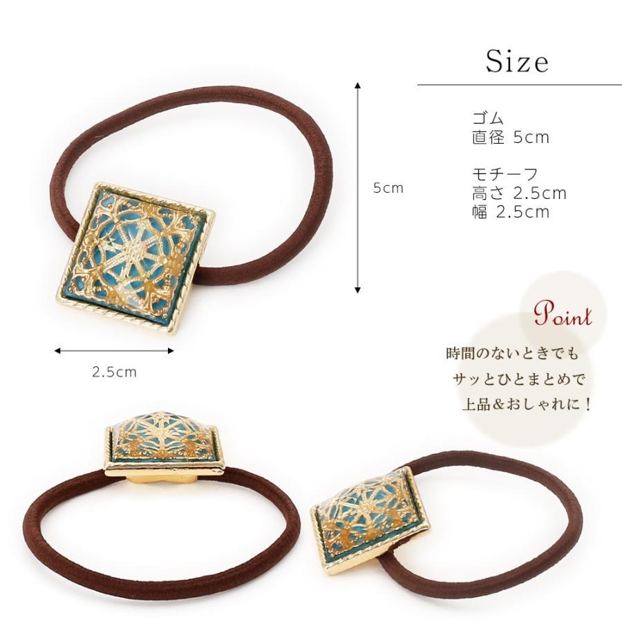 ヘアゴム スクエア ゴールドレース ヘアポニー ビジュー 大人っ