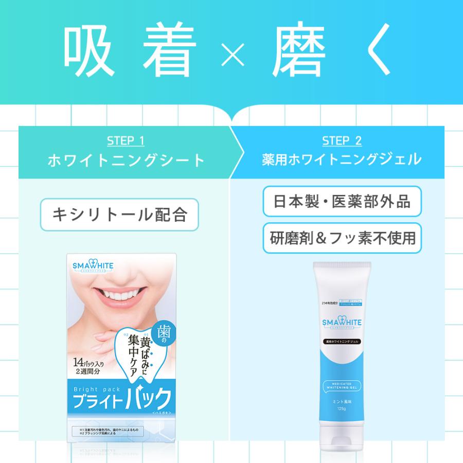 ホワイトニング シート & 薬用ホワイトニング ジェル セット スマホワイトプラス ホームホワイトニング 歯磨き粉 自宅 セルフ オーラルケア 医薬部外品｜virginbeautyshop｜02