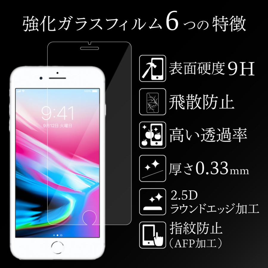 iPhone8 Plus フィルム iPhone 7 6s plus フィルム 保護フィルム ガラスフィルム 液晶保護 強化ガラスフィルム 光沢 透明 ケース アイフォン 耐衝撃 硬度9H｜vis｜02