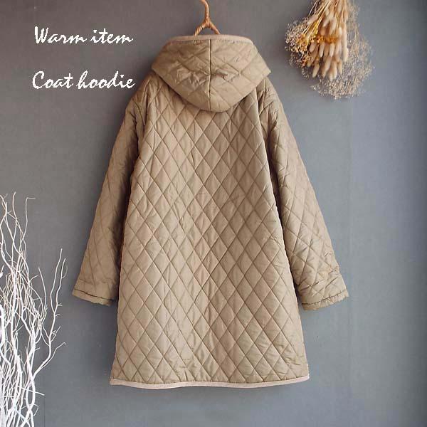 momomama　黒♪裏ボア♪フード付きキルティング♪コート♪新品♪お上品 sankyo shokai [28h限定10%off]キルト ボア フード付き コート