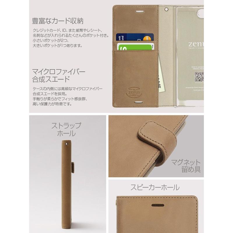 スマホケース Xperia XZ Premium SO-04J 用 Zenus Vintage Diary for Xperia XZ Premium SO-04J手帳型ケース ヌバック レザー ビンテージ｜visavis｜04