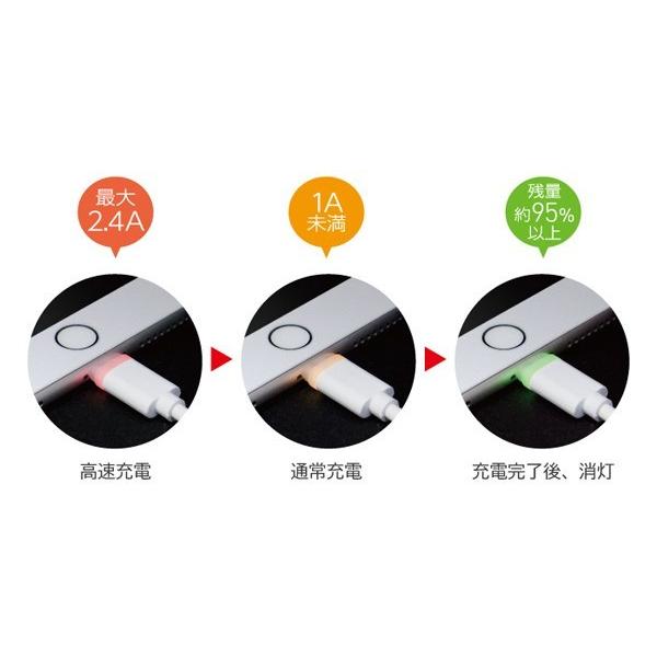 ミヨシ LEDパワーシグナル搭載 ライトニングコネクタ付USBケーブル(0.5