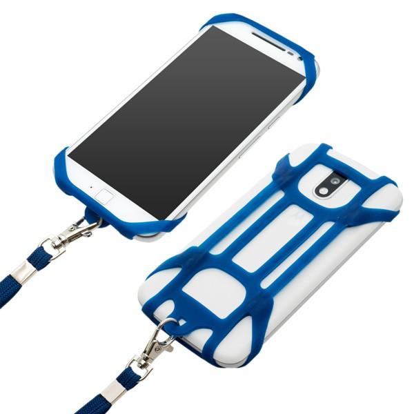 ミヨシ フリーサイズ スマホホルダー＋ストラップ 背面中央カメラ対応