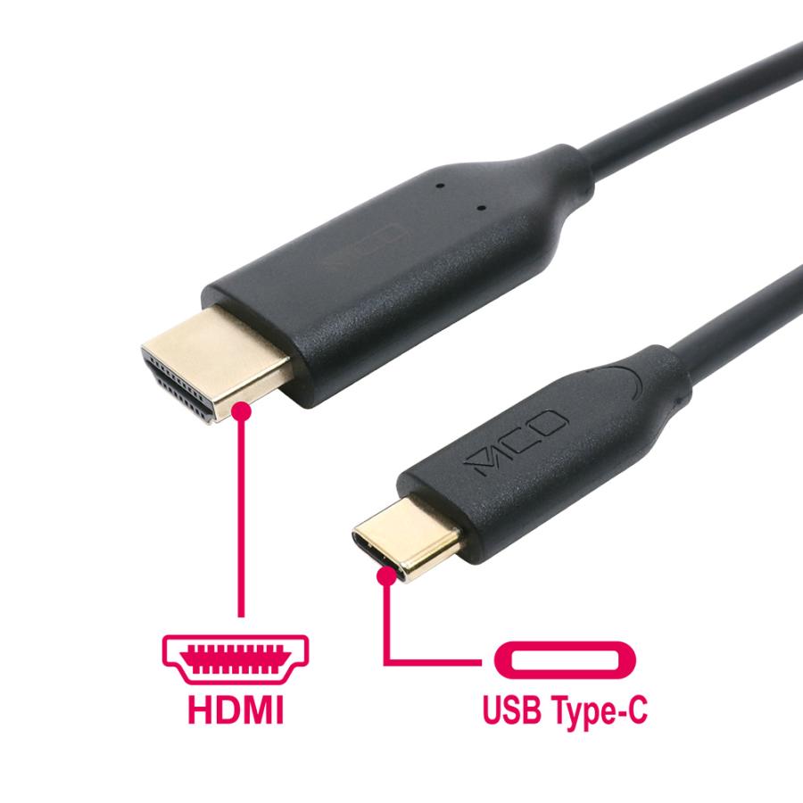 ミヨシ USB Type-C HDMI変換ケーブル(1m) 表裏どちらにも接続できるUSB
