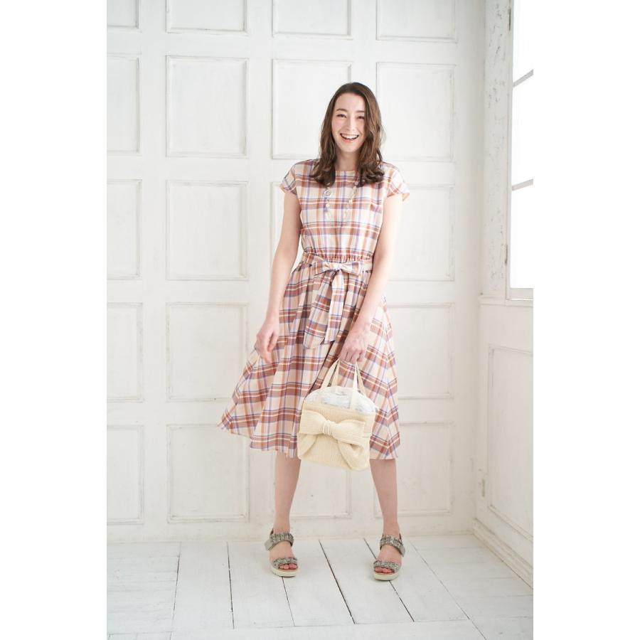 カタログ掲載品 チェック柄フレンチスリーブワンピース Gallery Visconti ギャラリービスコンティ 通販 Yahoo ショッピング