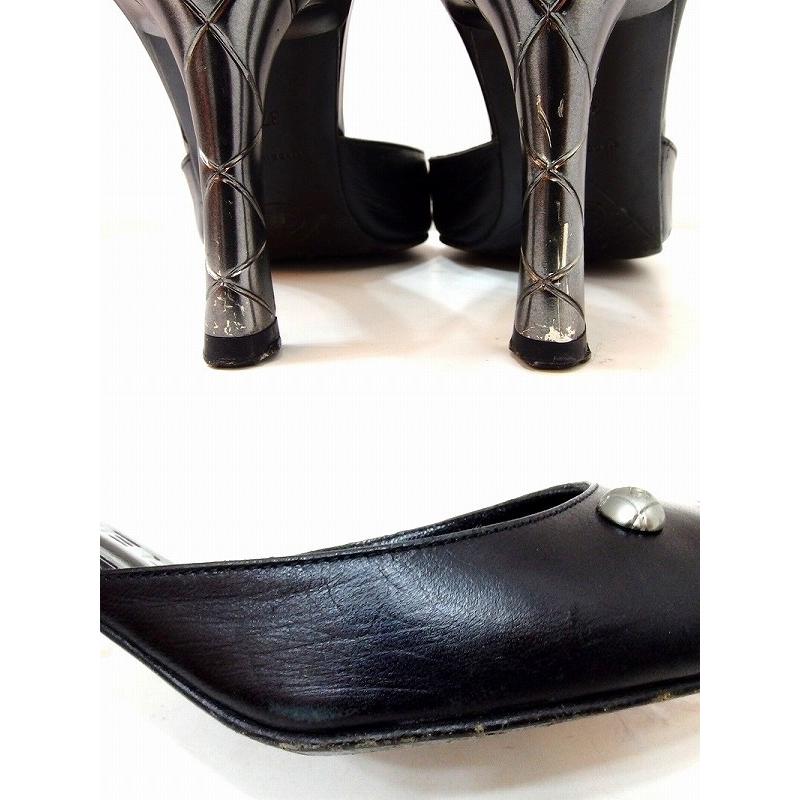 CHANEL シャネル ココマーク マトラッセ レザー ミュールパンプス 37.5 