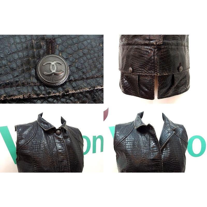 CHANEL シャネル 03A 型押し クロコダイル エコレザー調 ダメージ加工  