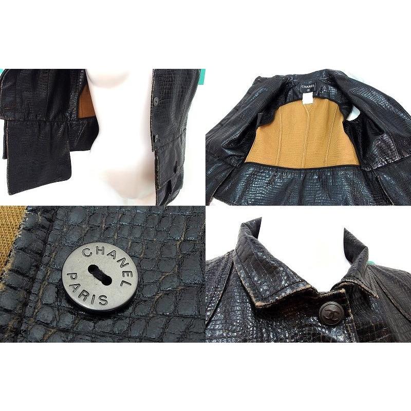 CHANEL シャネル 03A 型押し クロコダイル エコレザー調 ダメージ加工  