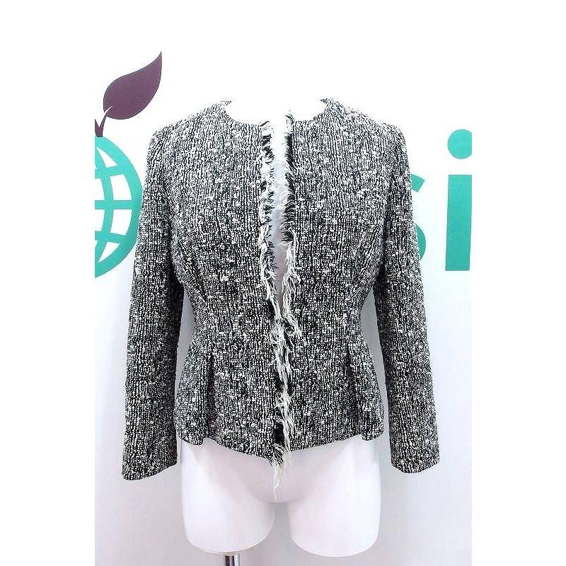 YOKO CHAN ヨーコチャン コットンツイード フリンジ ノーカラー  