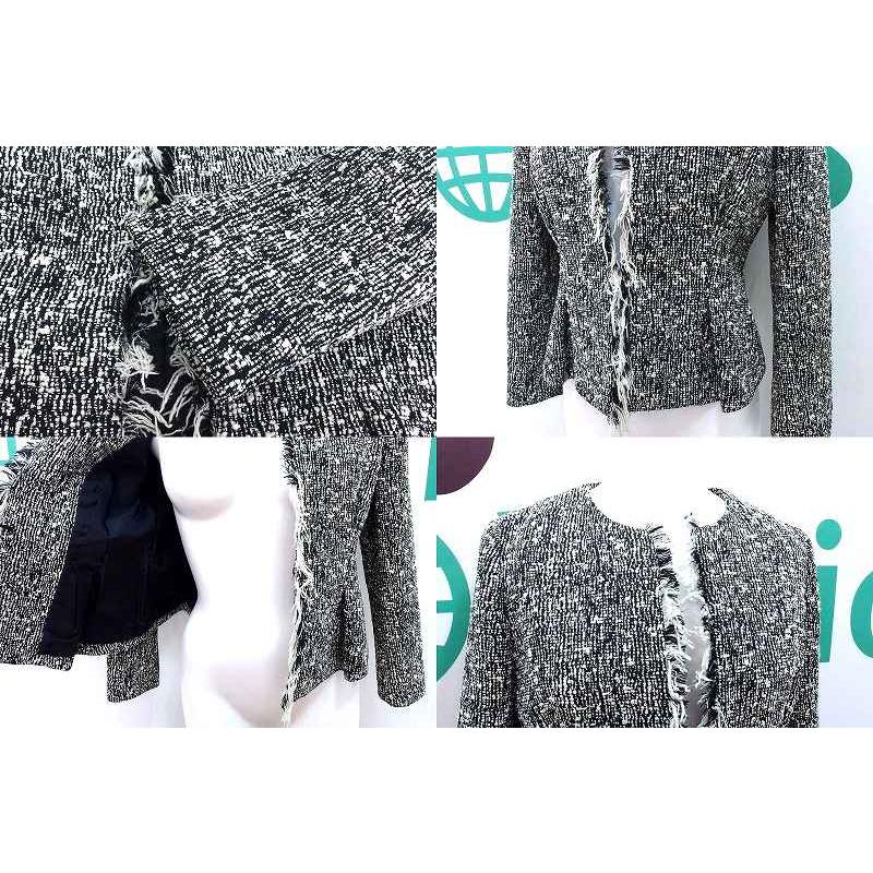 YOKO CHAN ヨーコチャン コットンツイード フリンジ ノーカラー  