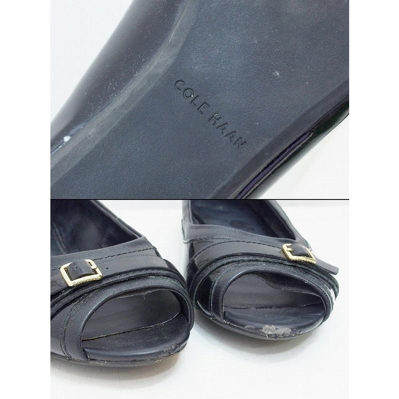 COLE HAAN（コールハーン） エナメル×レザー フラット オープントゥ
