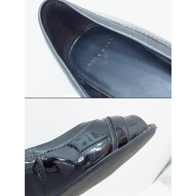 コール・ハーン エナメル革 COLE HAAN（コールハーン） エナメル×レザー フラット オープントゥ