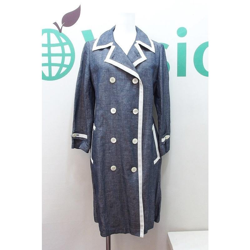 Aquascutum アクアスキュータム バイカラー リネン混 トレンチ 