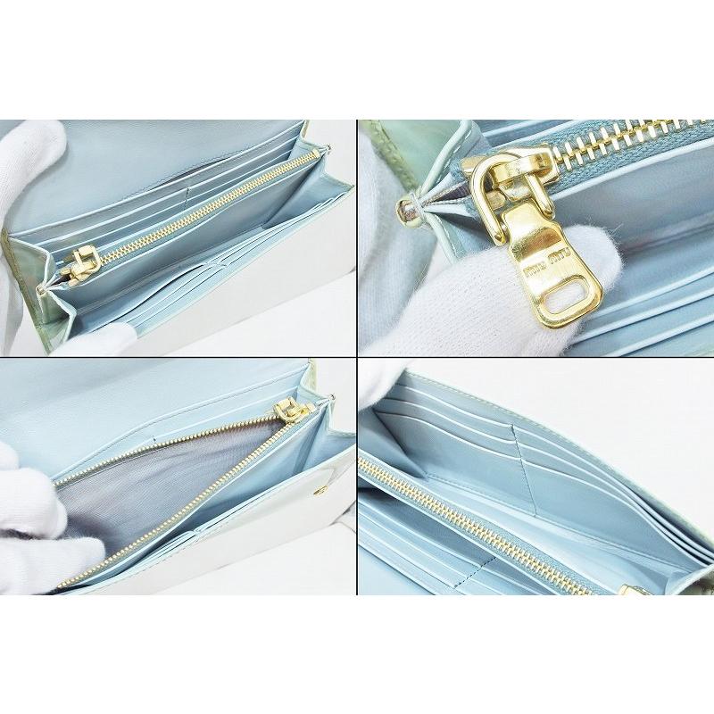 miu MIUMIU ミュウミュウ リボン エナメル 長財布 *変色大 ライト  