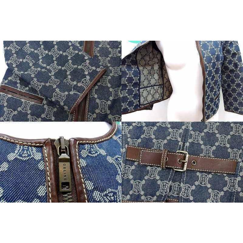 CELINE セリーヌ マカダム トリオンフ 総柄 デニム×レザートリム ノー 