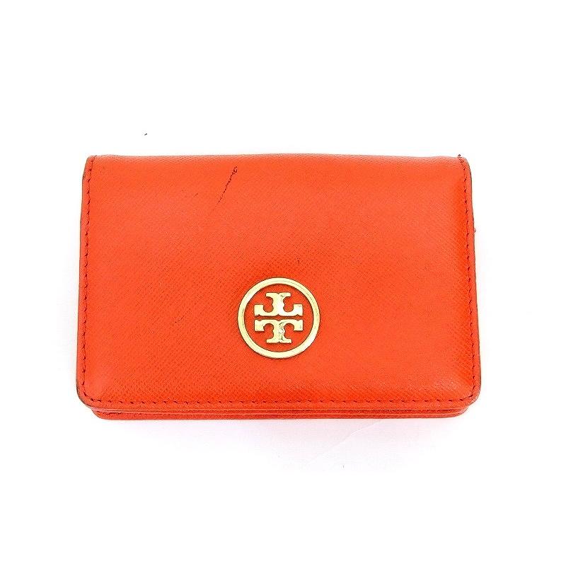 TORY BURCH トリーバーチ レザー マチ付き カードケース 名刺入れ