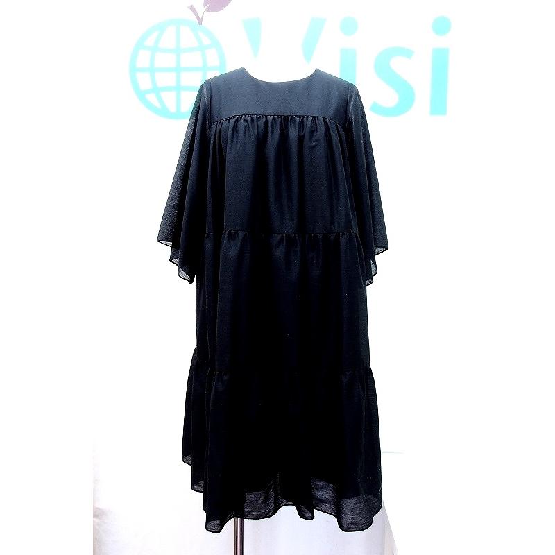 FLICKA（フリッカ） 7分袖 ティアード ワンピース 1 黒 : Visionヤフー