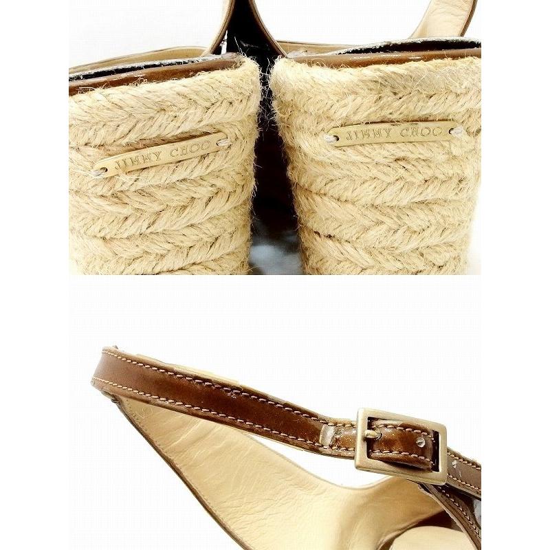 JIMMY CHOO ジミーチュウ ウェッジソール サンダル 38 ブラウン 