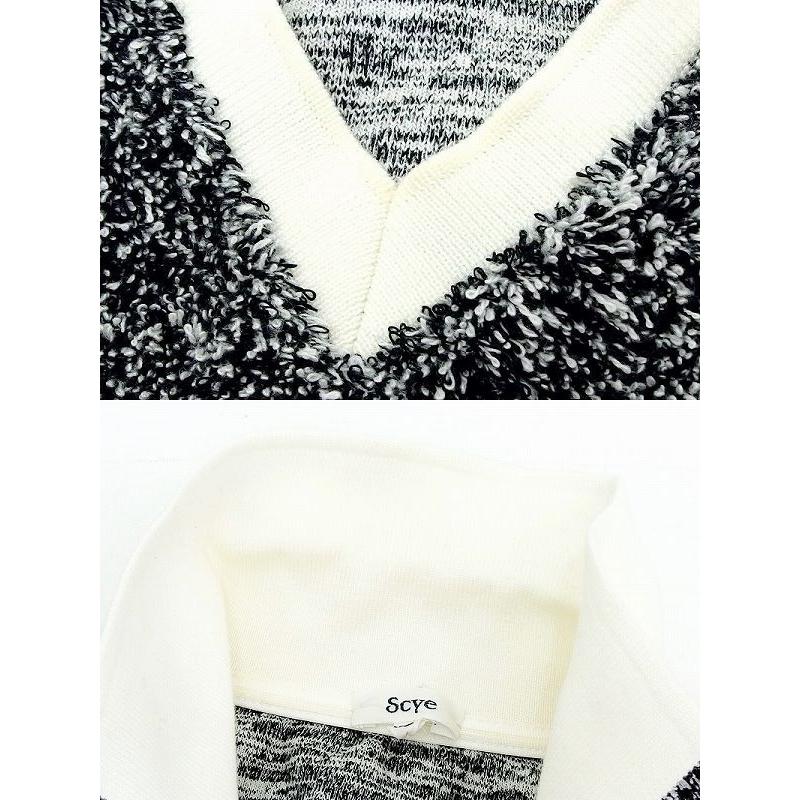 SCYE サイ  パイル 半袖 スキッパーシャツ メンズ  38 黒×白｜vision-group｜05