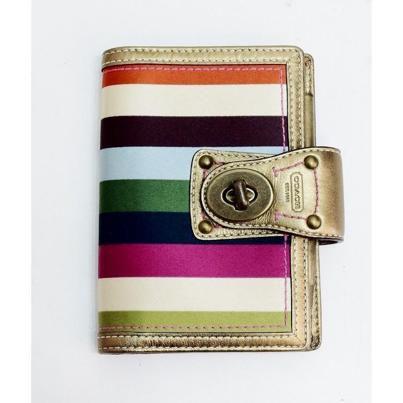 COACH コーチ 手帳カバー マルチカラーストライプ *アドレスブック 