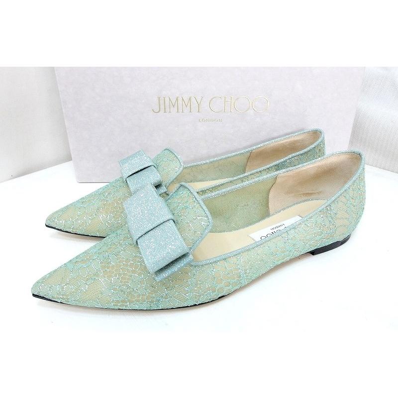 JIMMY CHOO ジミーチュウ メタリックレース X グリッター・フラット 